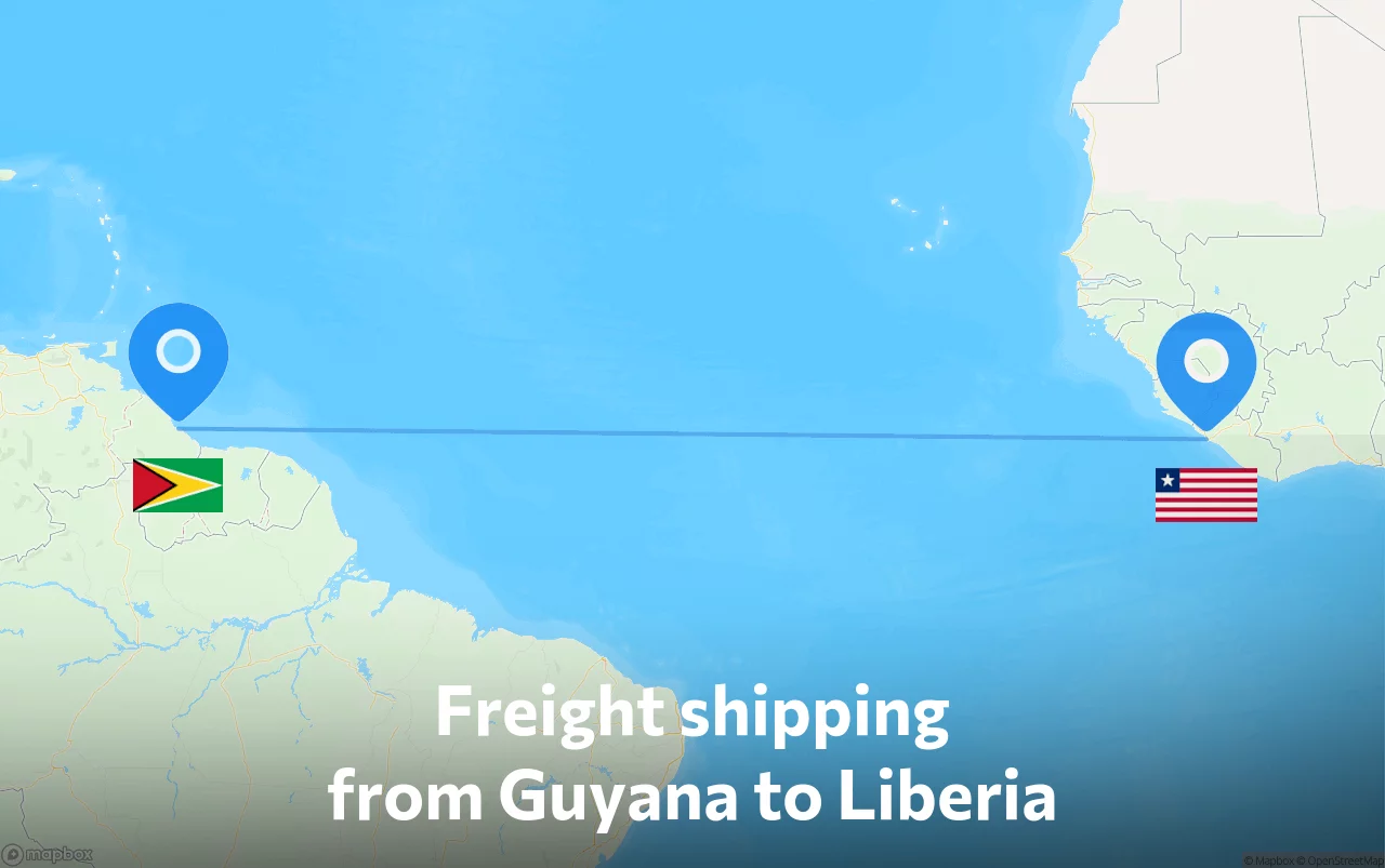 Shipping route from Guyana to Liberia