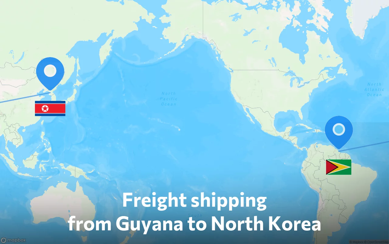 Shipping route from Guyana to North Korea
