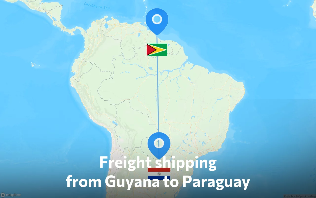 Shipping route from Guyana to Paraguay