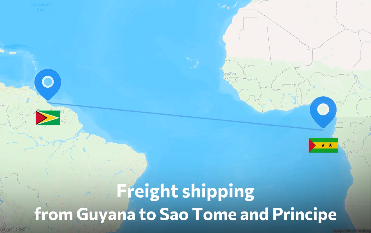 Shipping route from Guyana to Sao Tome and Principe