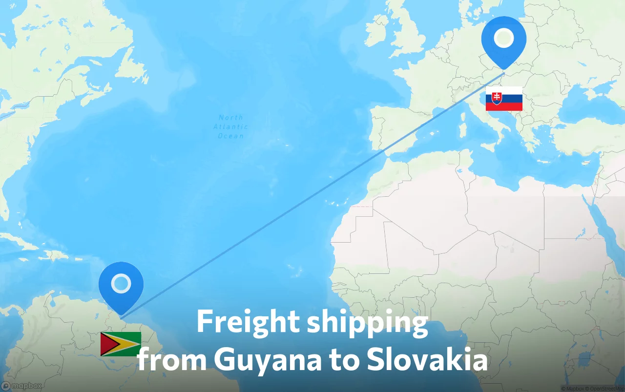 Shipping route from Guyana to Slovakia