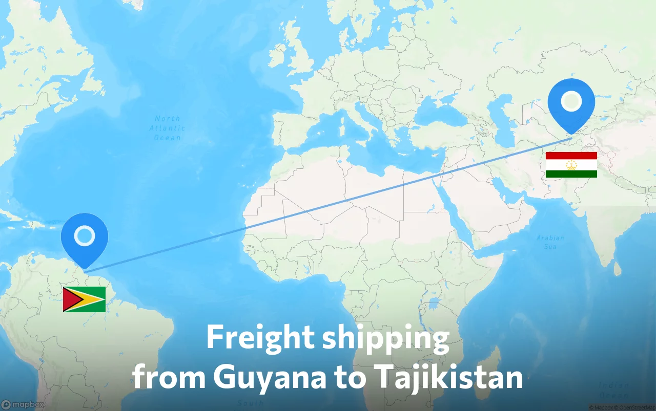 Shipping route from Guyana to Tajikistan