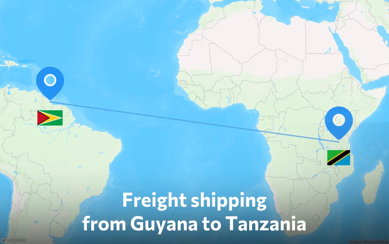 Shipping route from Guyana to Tanzania