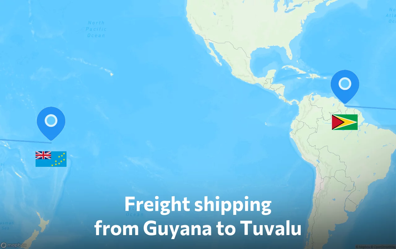Shipping route from Guyana to Tuvalu