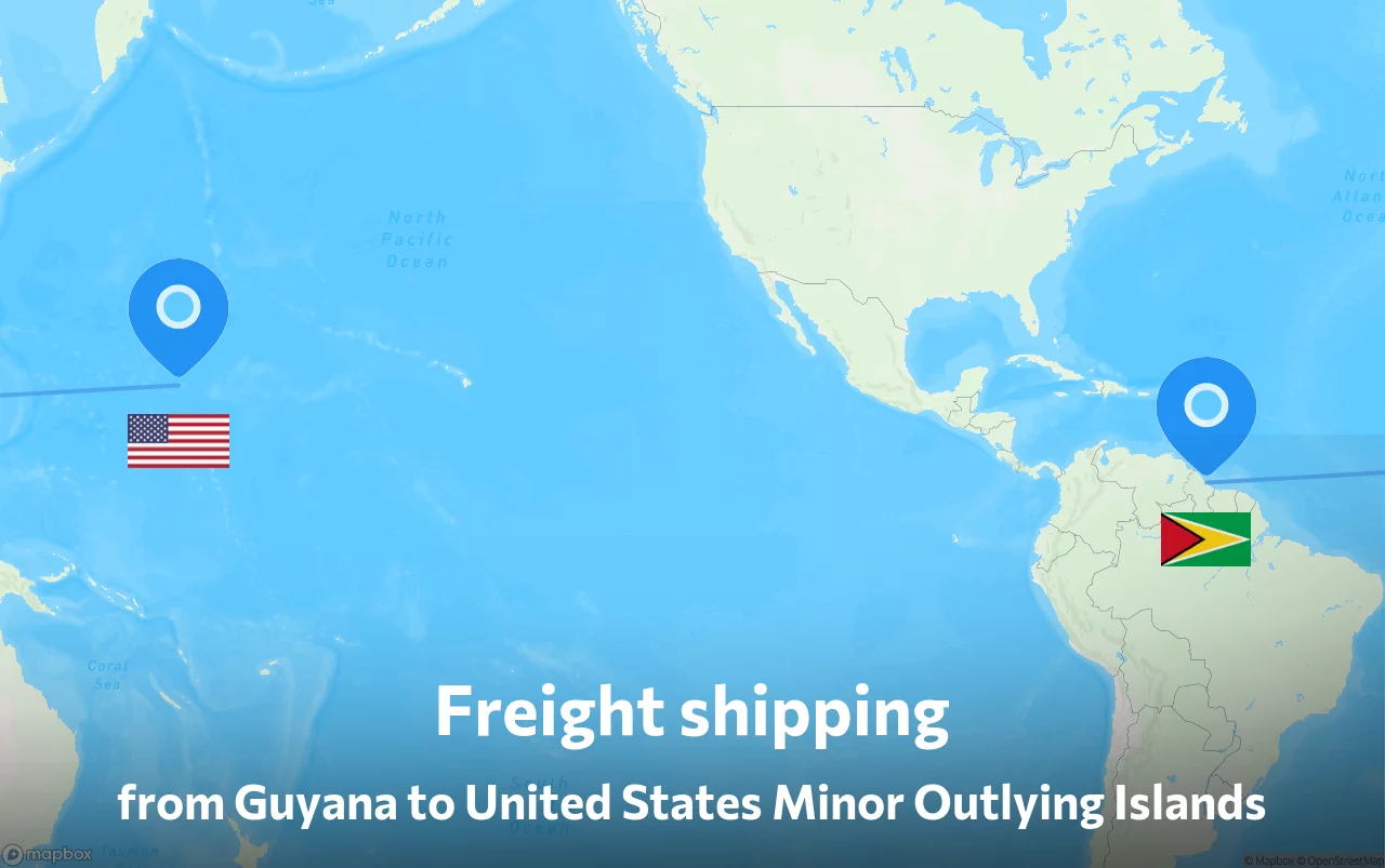 Shipping route from Guyana to United States Minor Outlying Islands