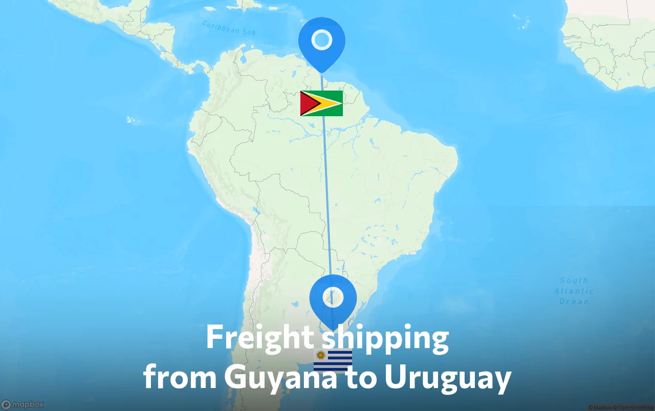 Shipping route from Guyana to Uruguay