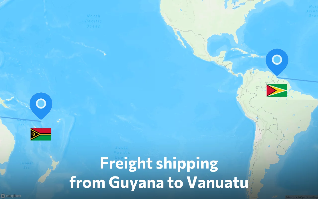 Shipping route from Guyana to Vanuatu