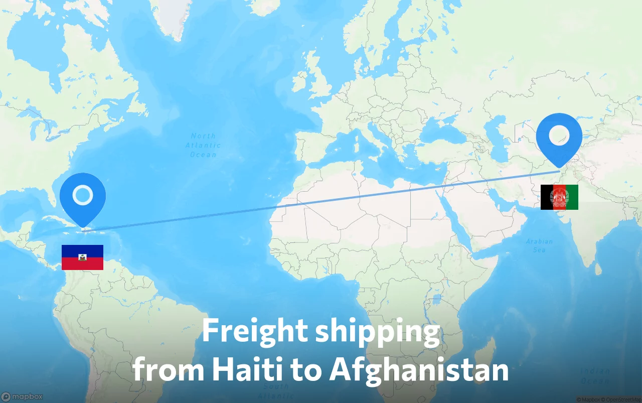 Shipping route from Haiti to Afghanistan