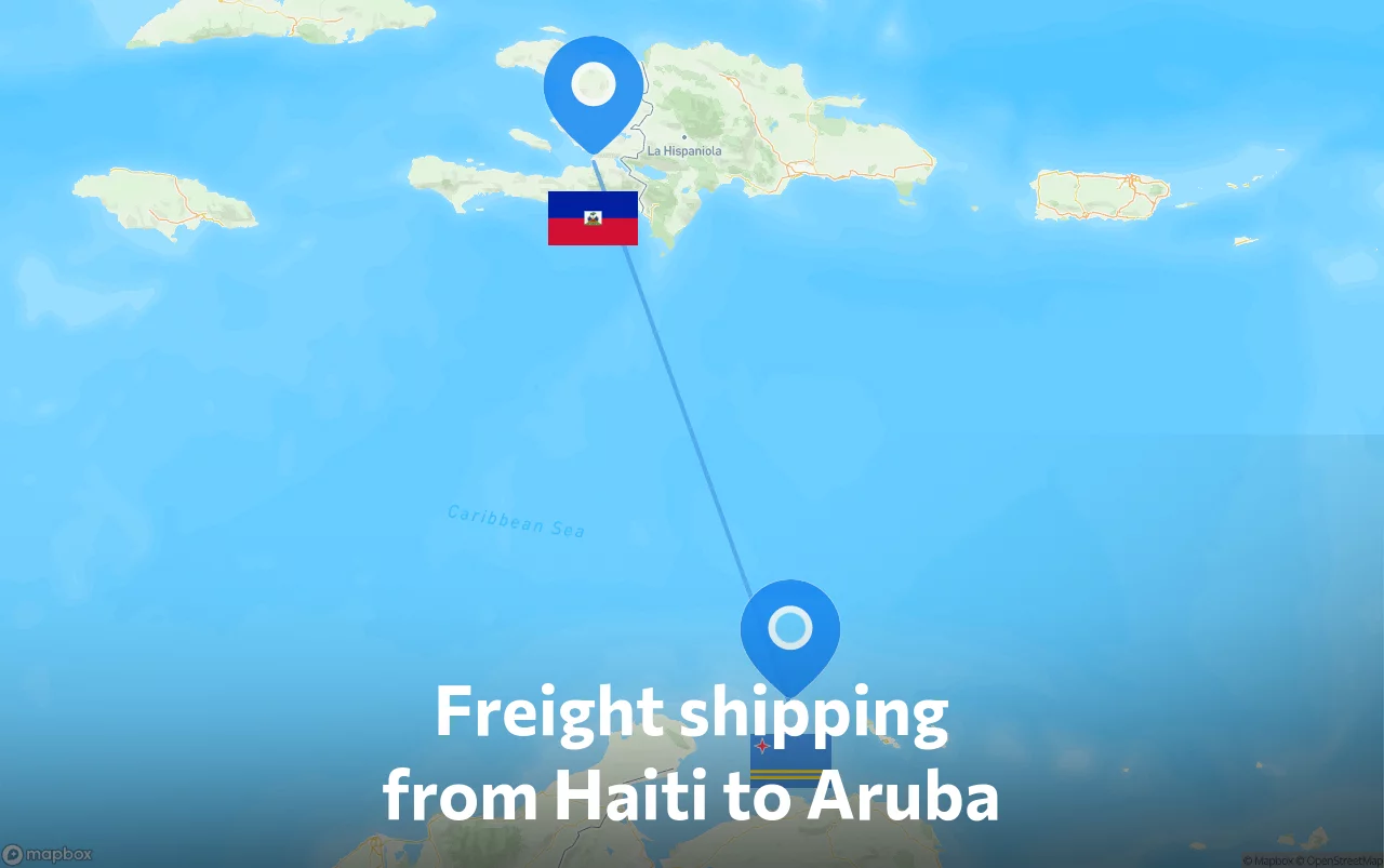 Shipping route from Haiti to Aruba