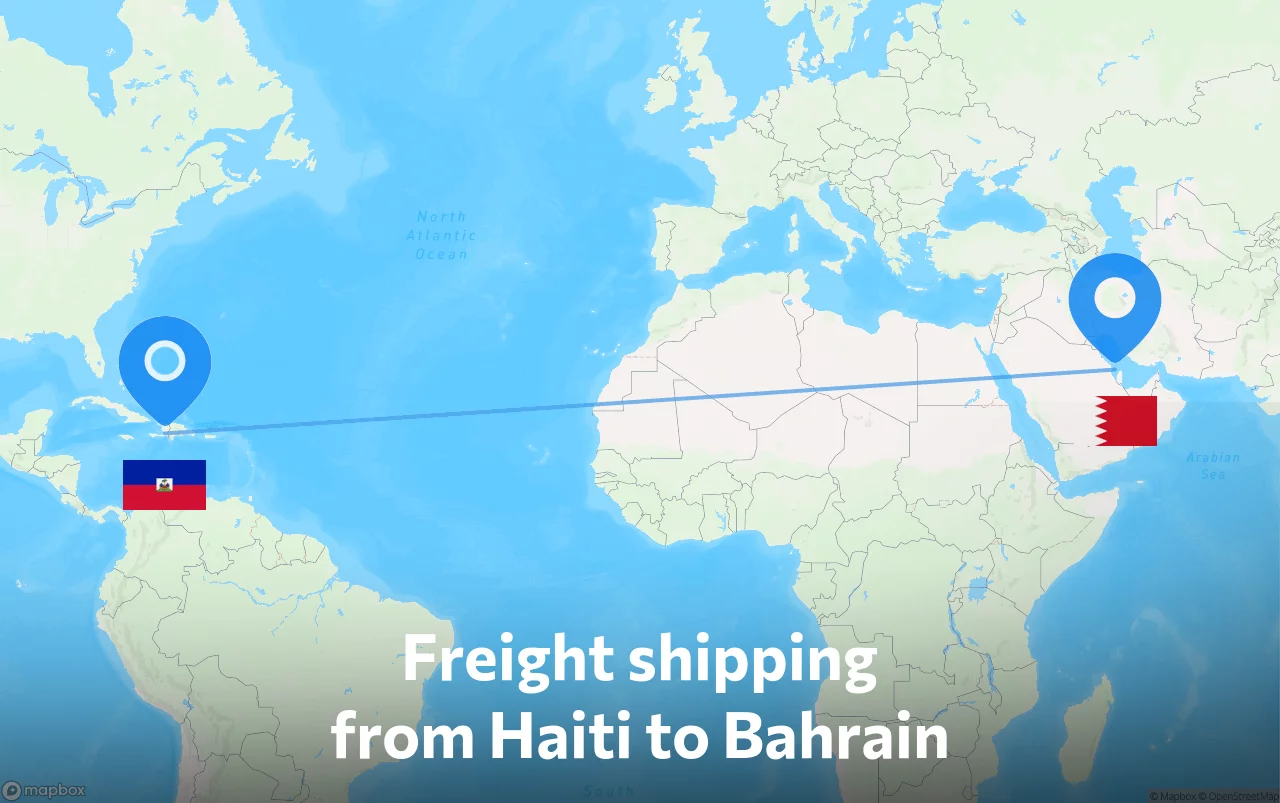 Shipping route from Haiti to Bahrain