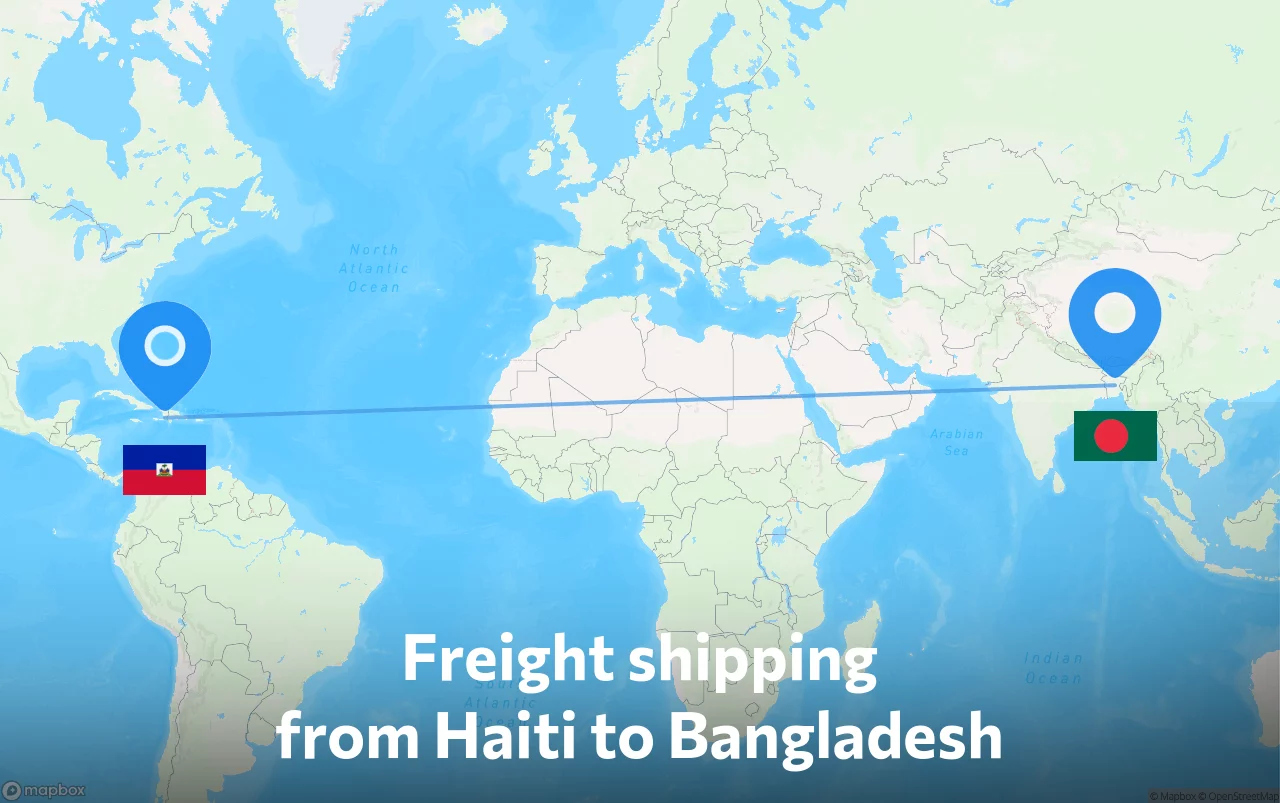 Shipping route from Haiti to Bangladesh