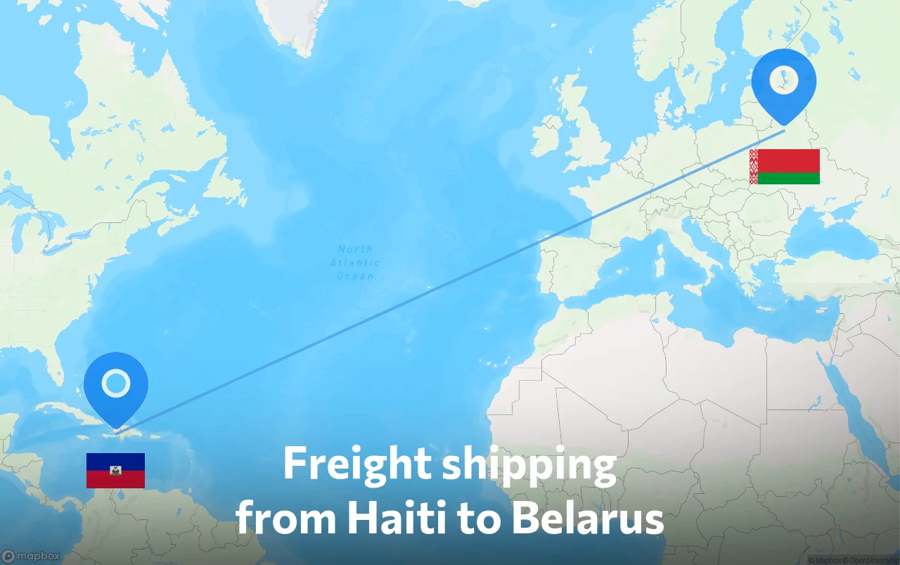 Shipping route from Haiti to Belarus