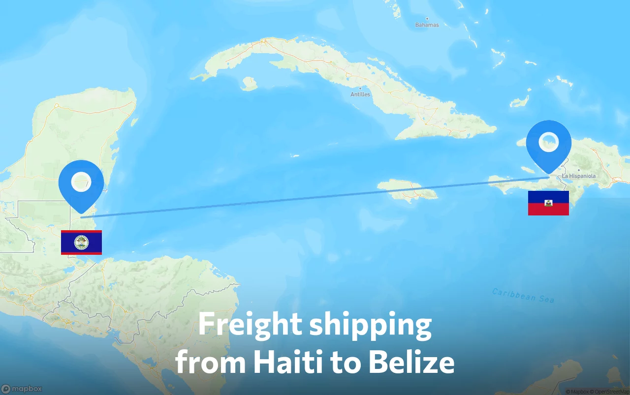 Shipping route from Haiti to Belize