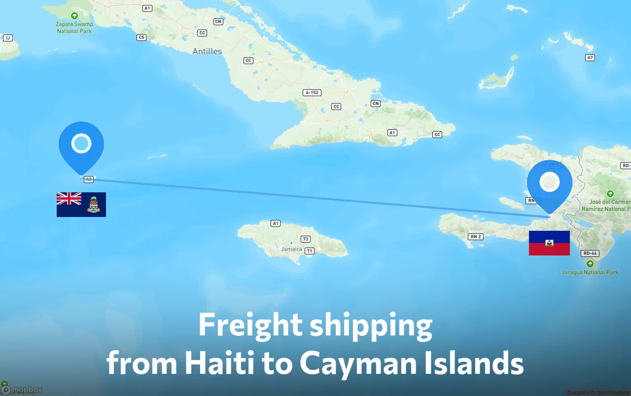 Shipping route from Haiti to Cayman Islands