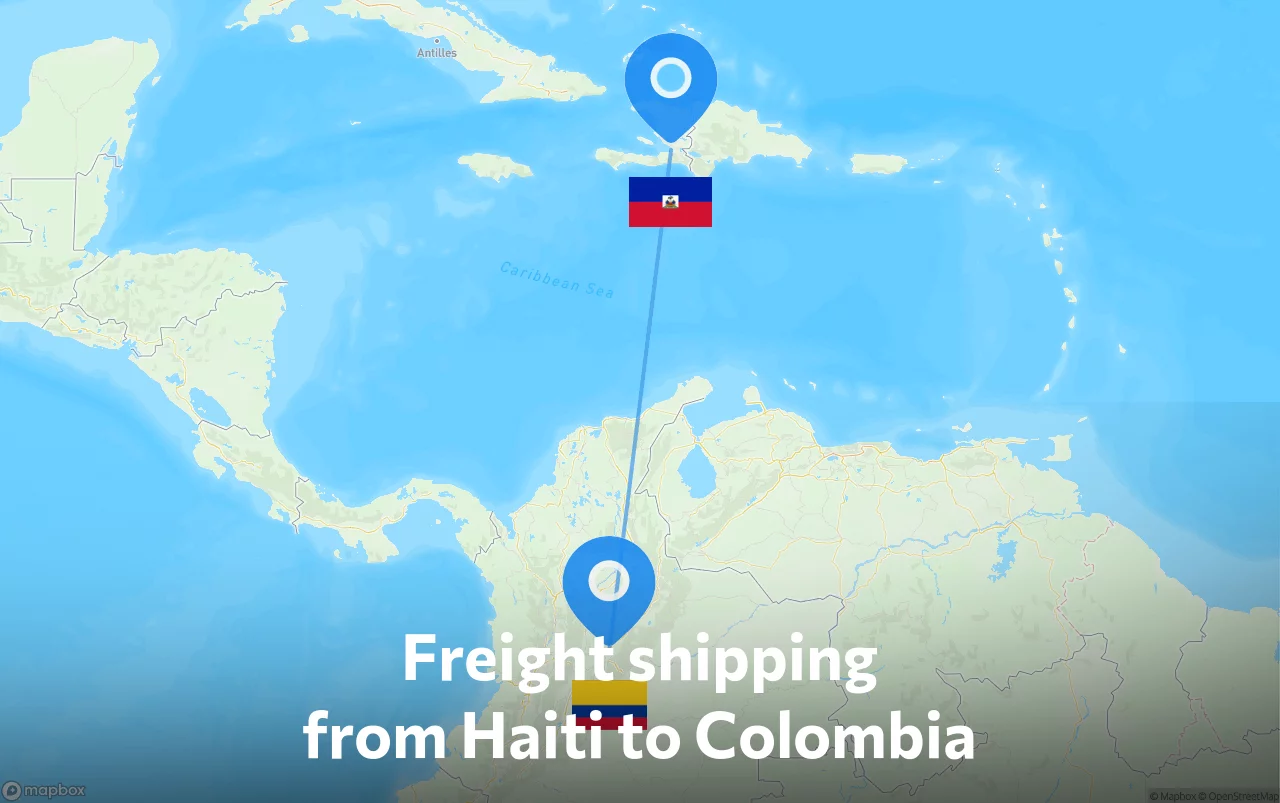 Shipping route from Haiti to Colombia