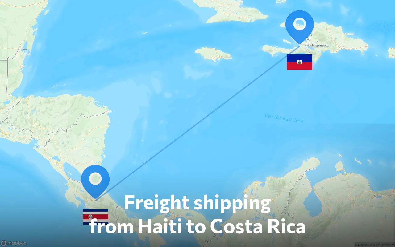 Shipping route from Haiti to Costa Rica