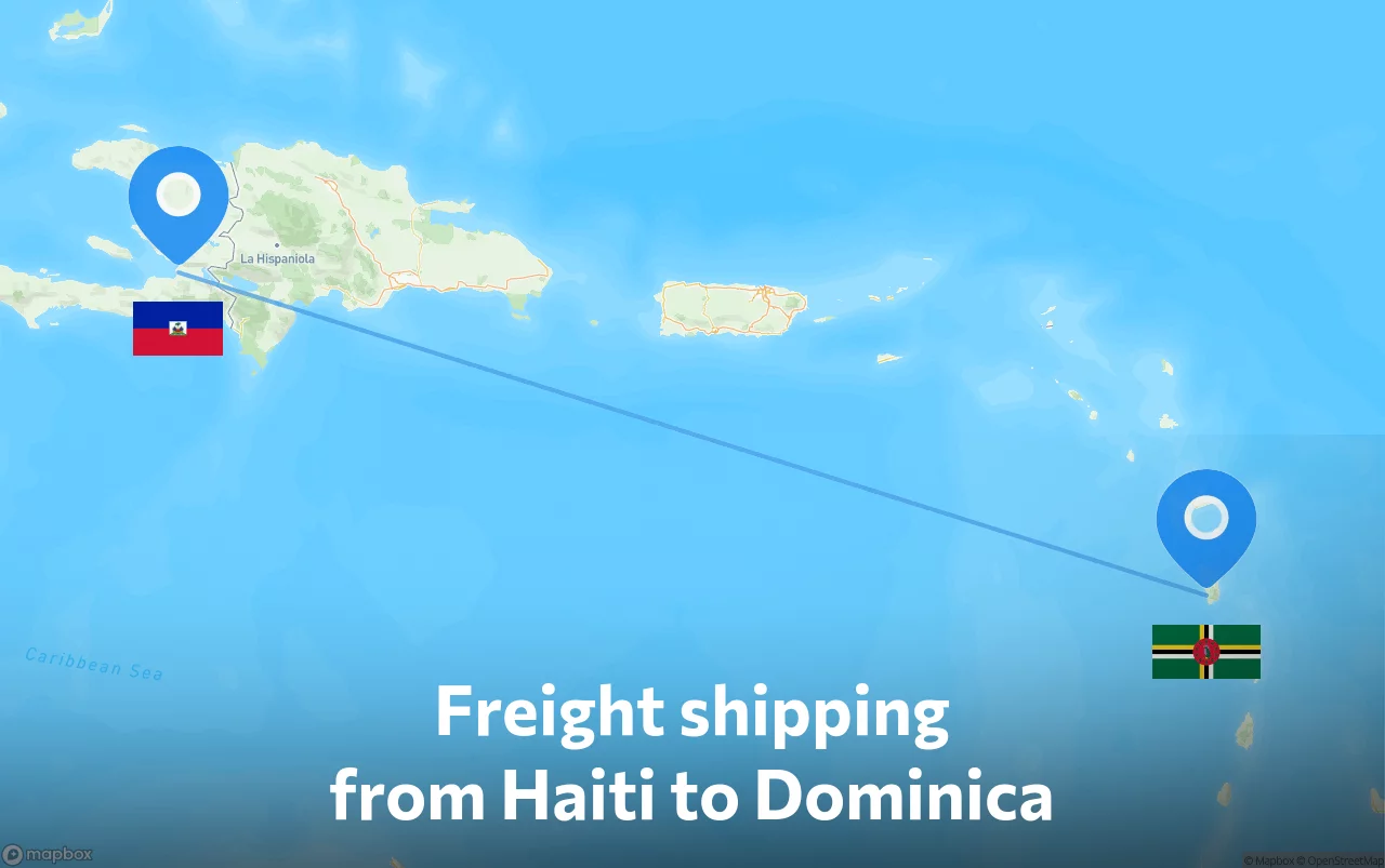 Shipping route from Haiti to Dominica