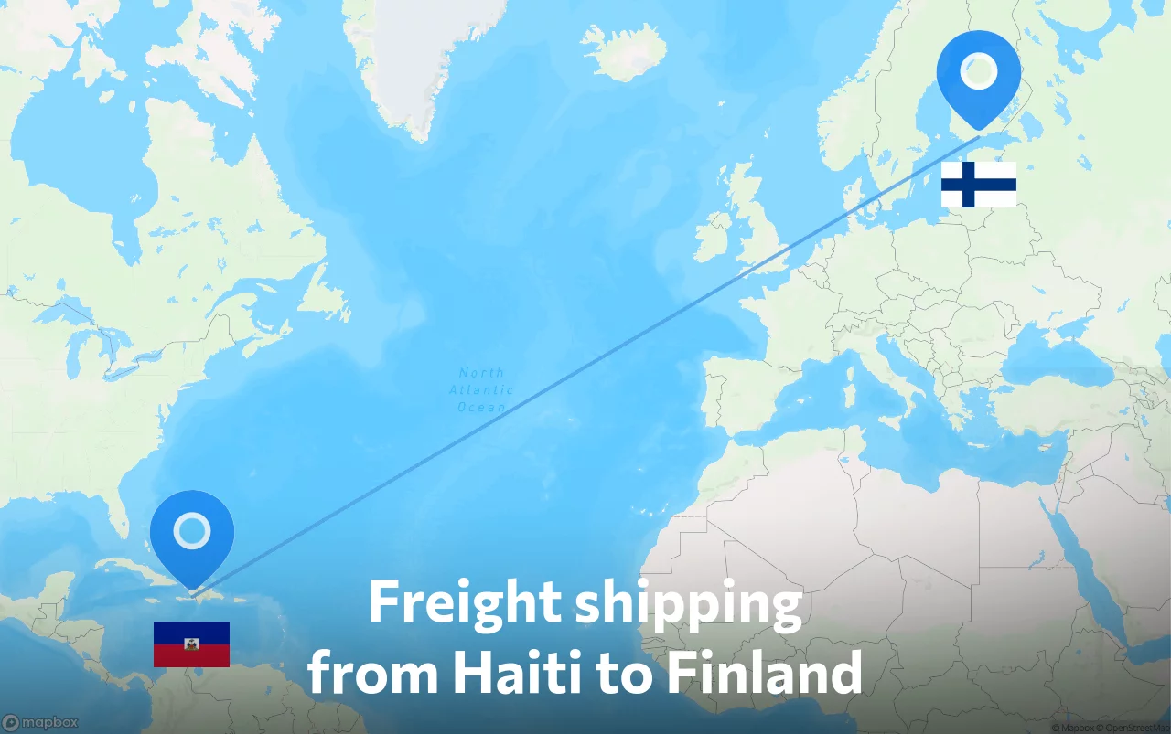 Shipping route from Haiti to Finland
