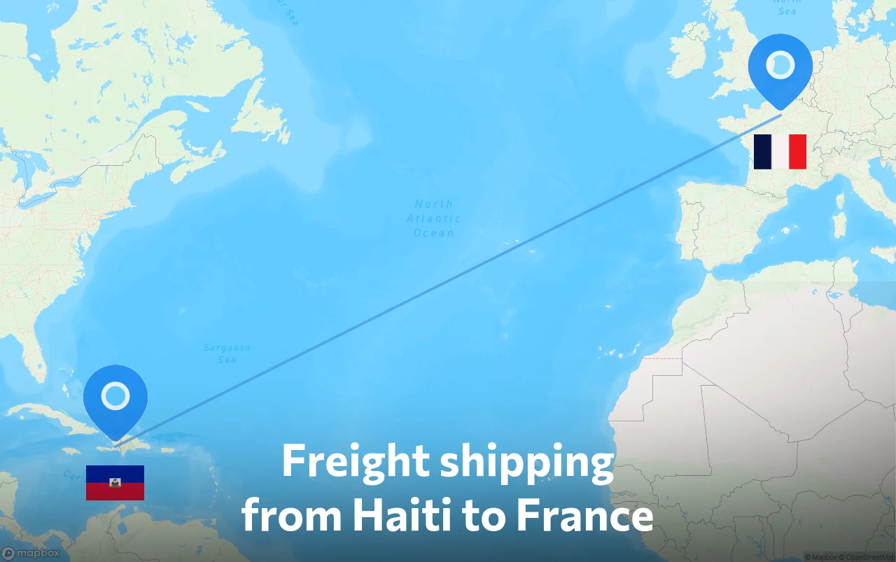 Shipping route from Haiti to France