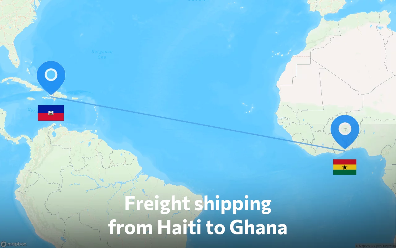 Shipping route from Haiti to Ghana