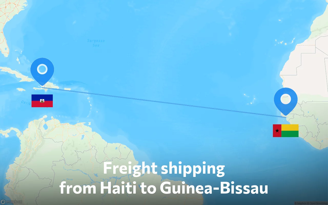 Shipping route from Haiti to Guinea-Bissau