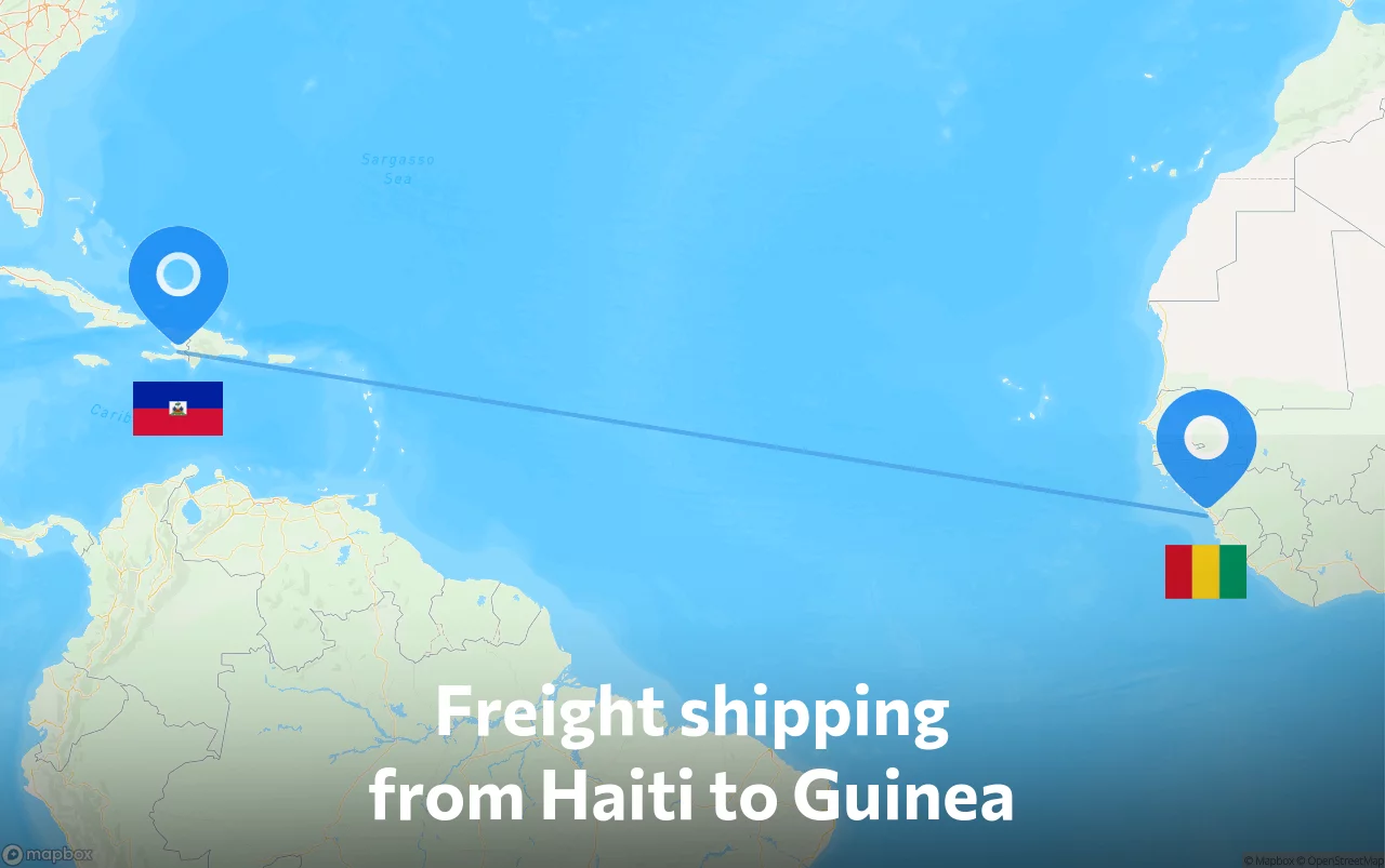 Shipping route from Haiti to Guinea