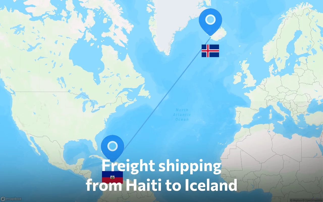 Shipping route from Haiti to Iceland