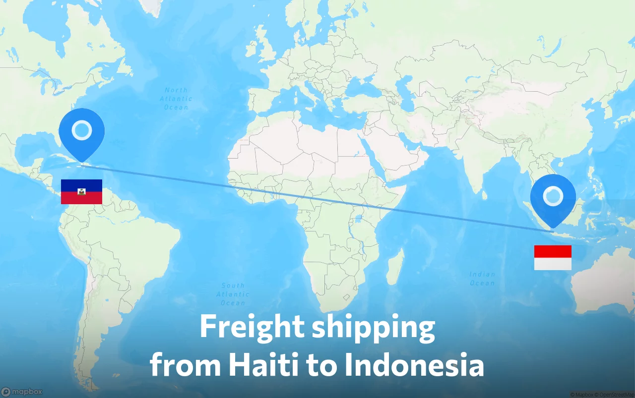 Shipping route from Haiti to Indonesia