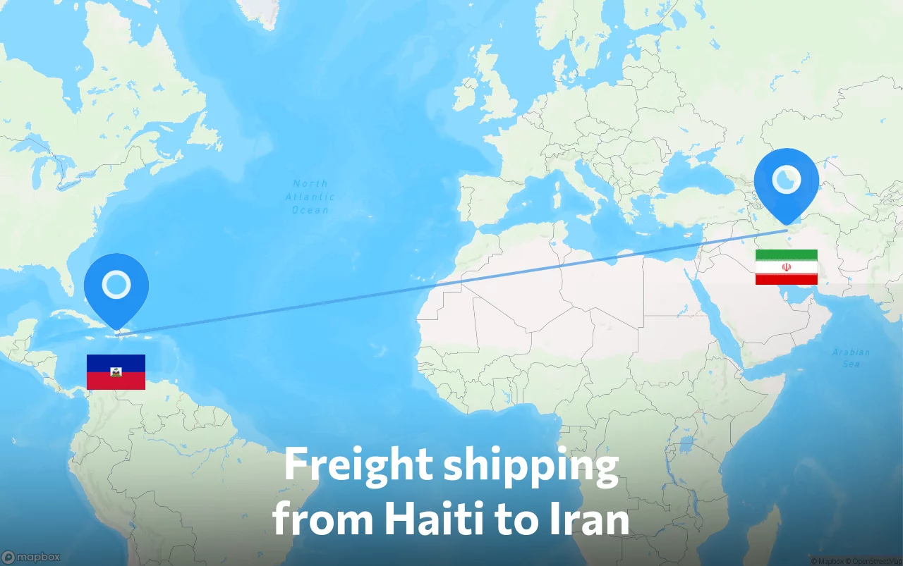 Shipping route from Haiti to Iran