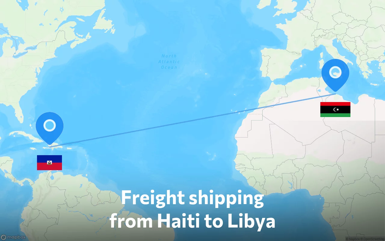 Shipping route from Haiti to Libya