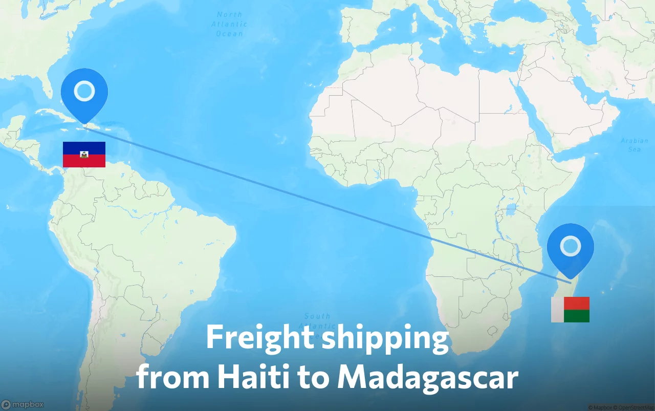 Shipping route from Haiti to Madagascar