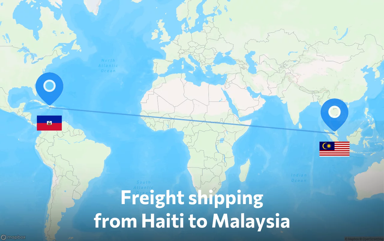 Shipping route from Haiti to Malaysia