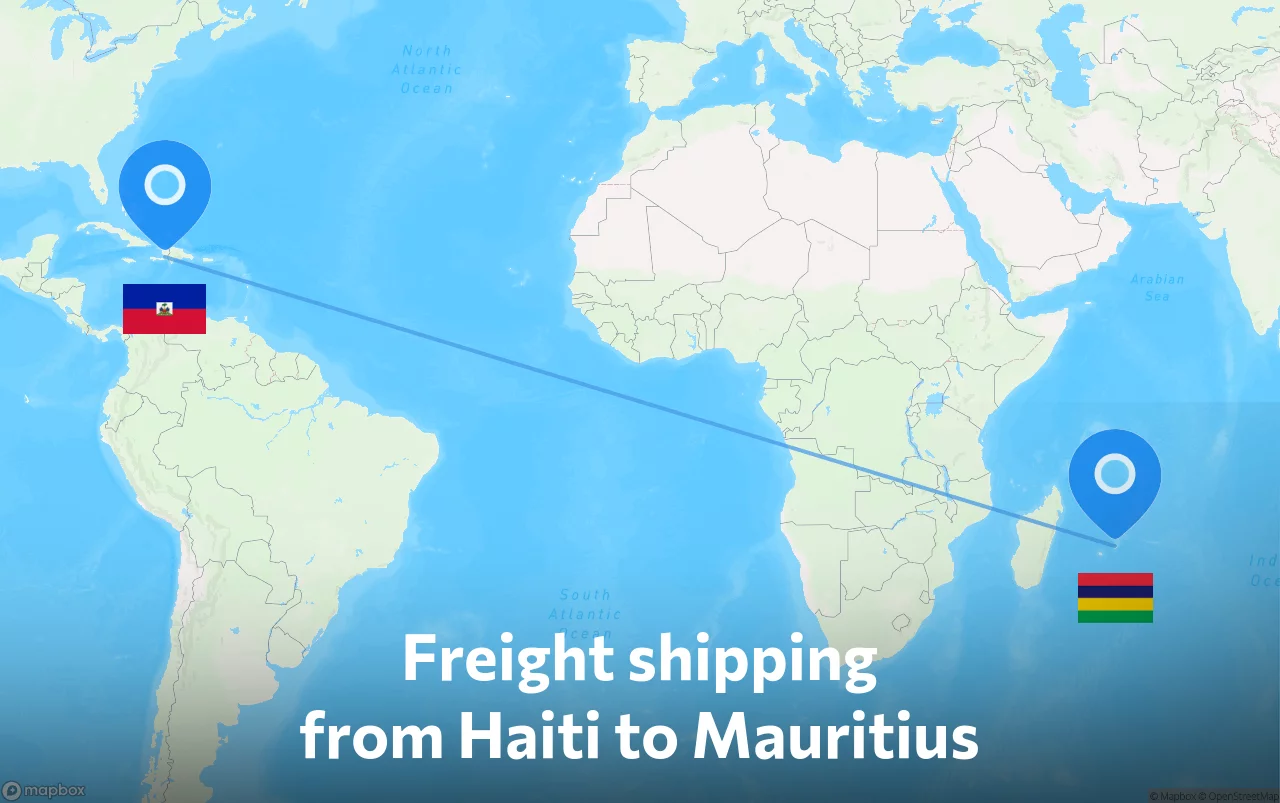 Shipping route from Haiti to Mauritius