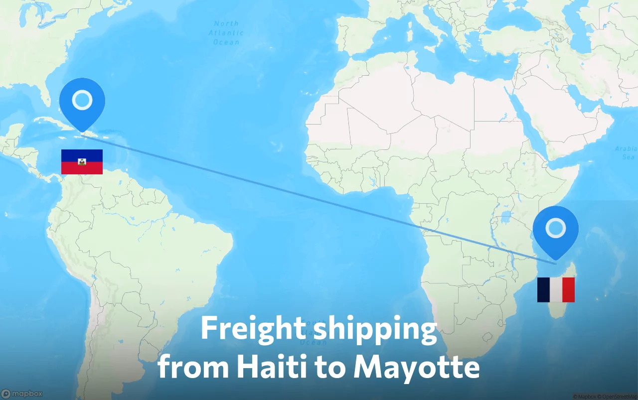 Shipping route from Haiti to Mayotte