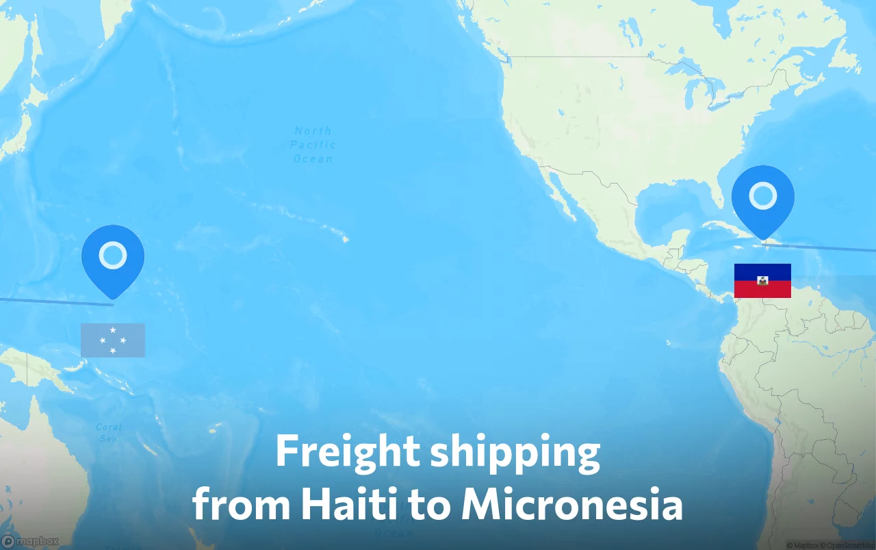 Shipping route from Haiti to Micronesia