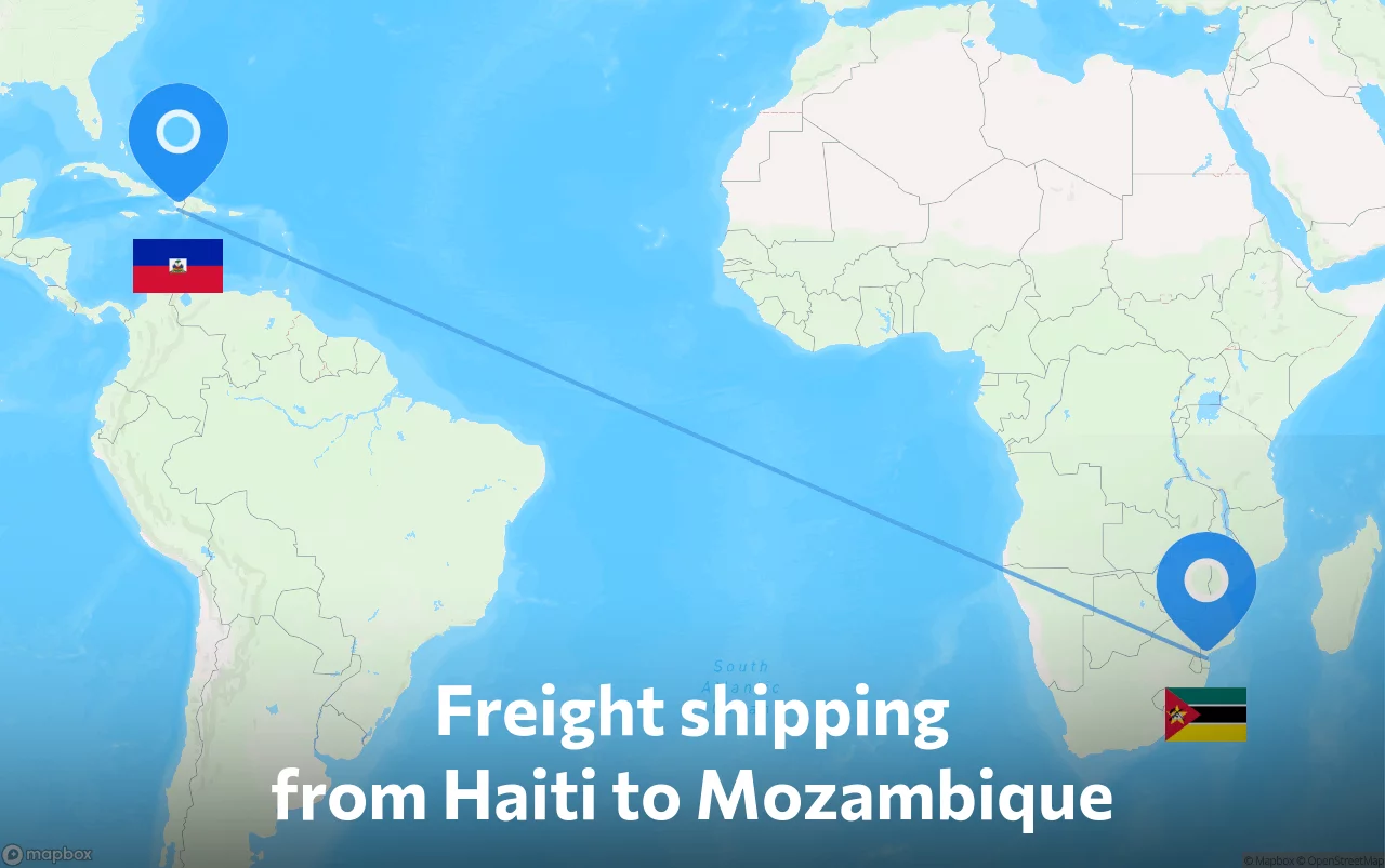 Shipping route from Haiti to Mozambique