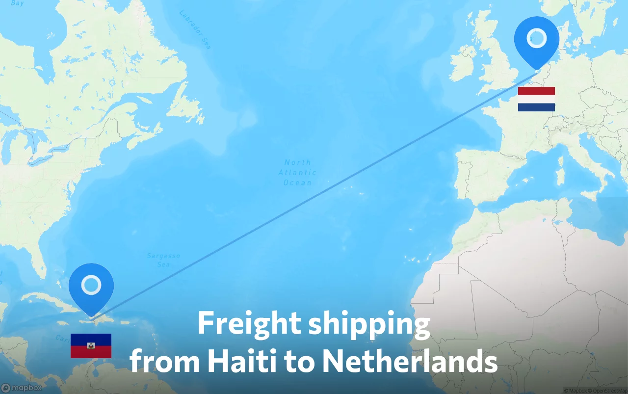 Shipping route from Haiti to Netherlands