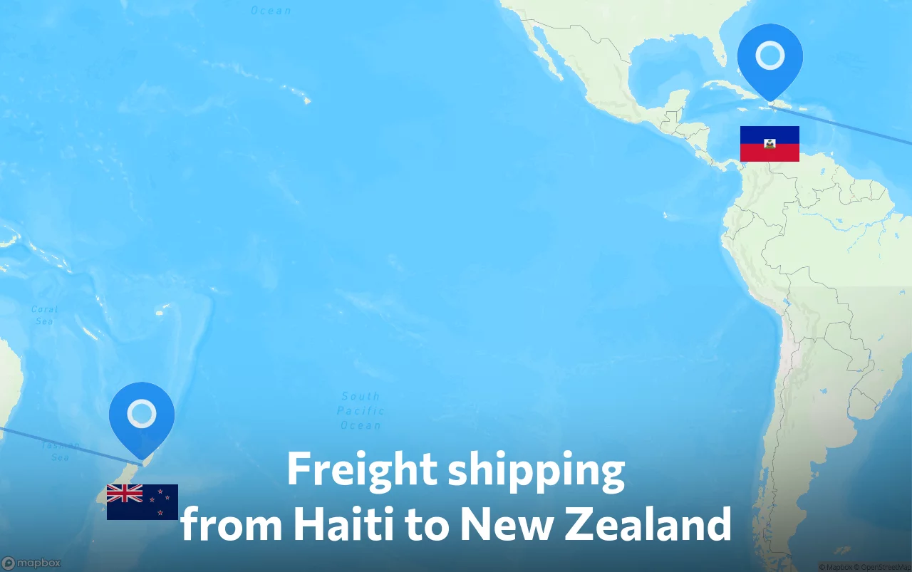 Shipping route from Haiti to New Zealand