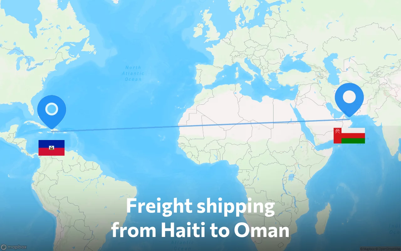 Shipping route from Haiti to Oman