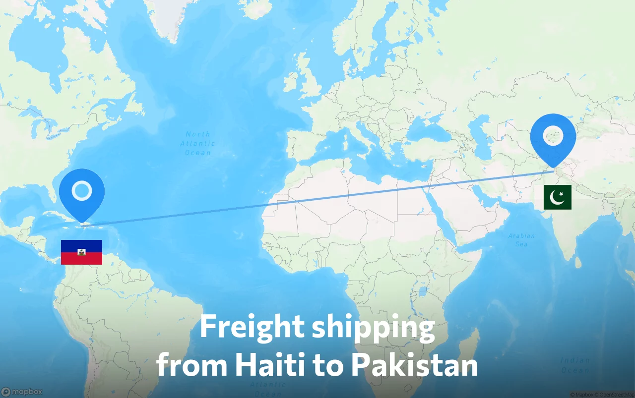 Shipping route from Haiti to Pakistan