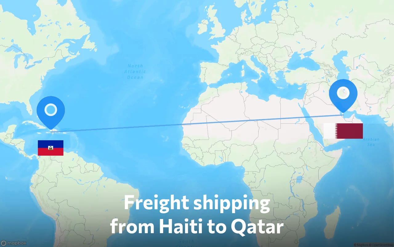 Shipping route from Haiti to Qatar