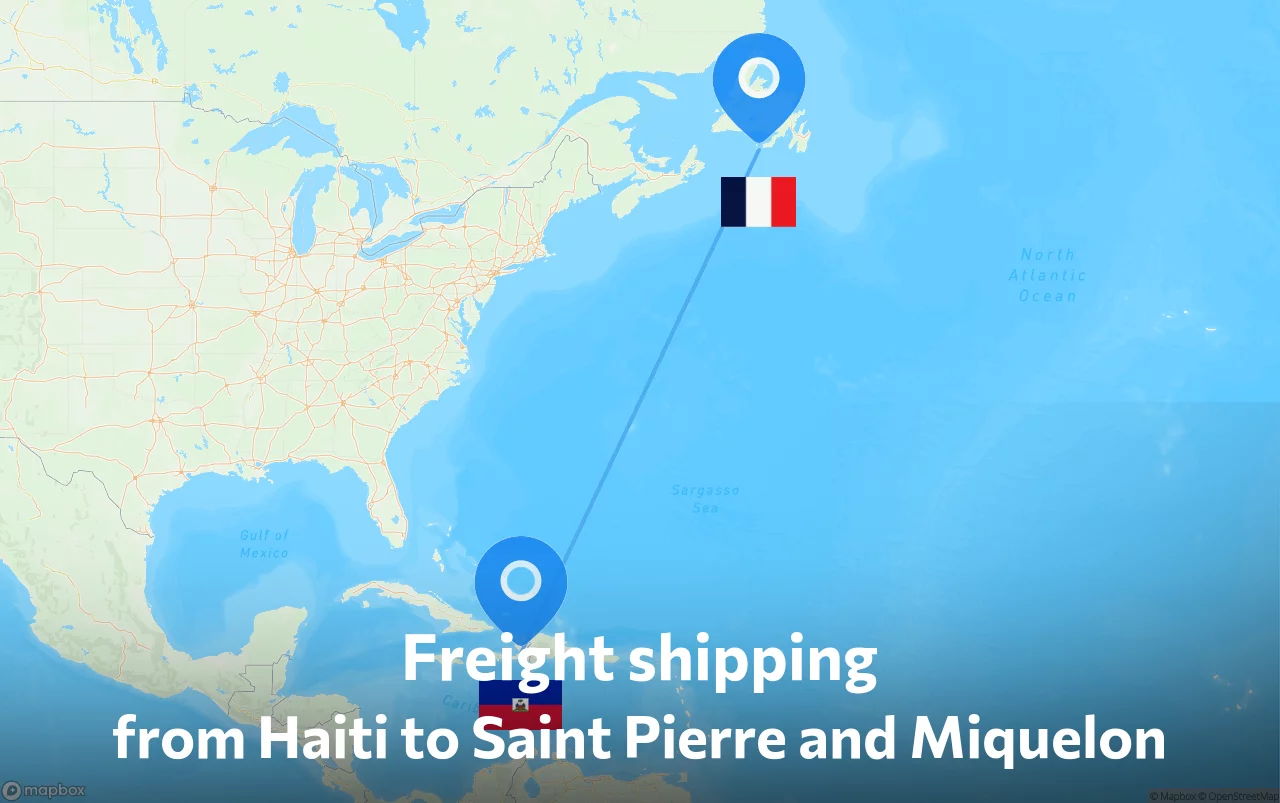 Shipping route from Haiti to Saint Pierre and Miquelon