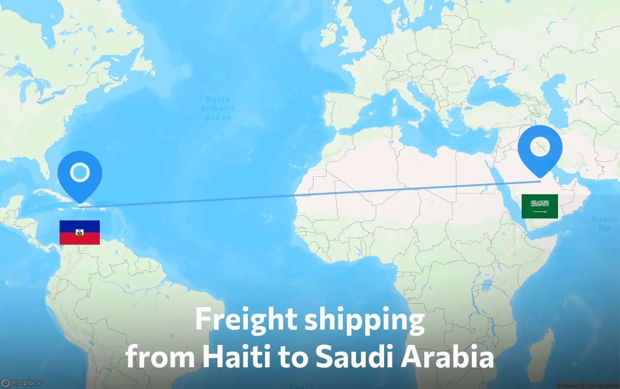 Shipping route from Haiti to Saudi Arabia