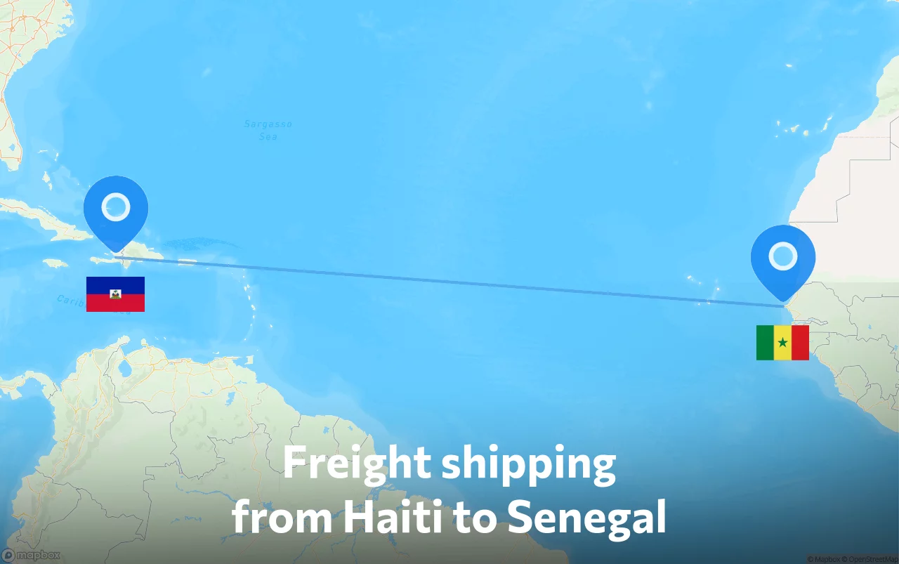 Shipping route from Haiti to Senegal