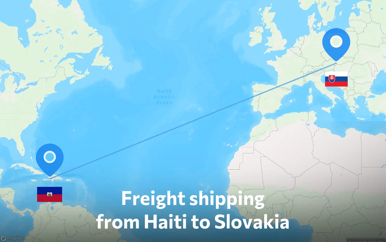 Shipping route from Haiti to Slovakia