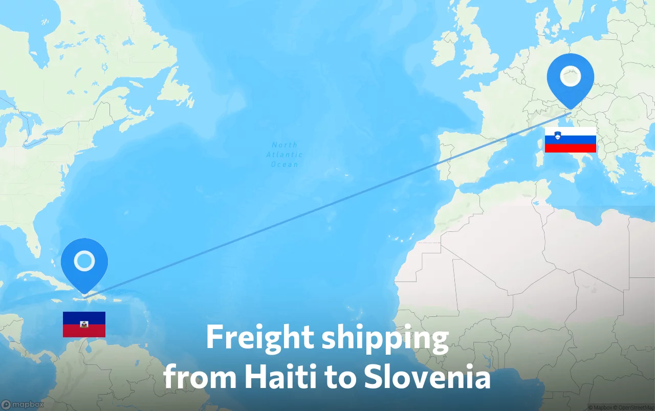 Shipping route from Haiti to Slovenia
