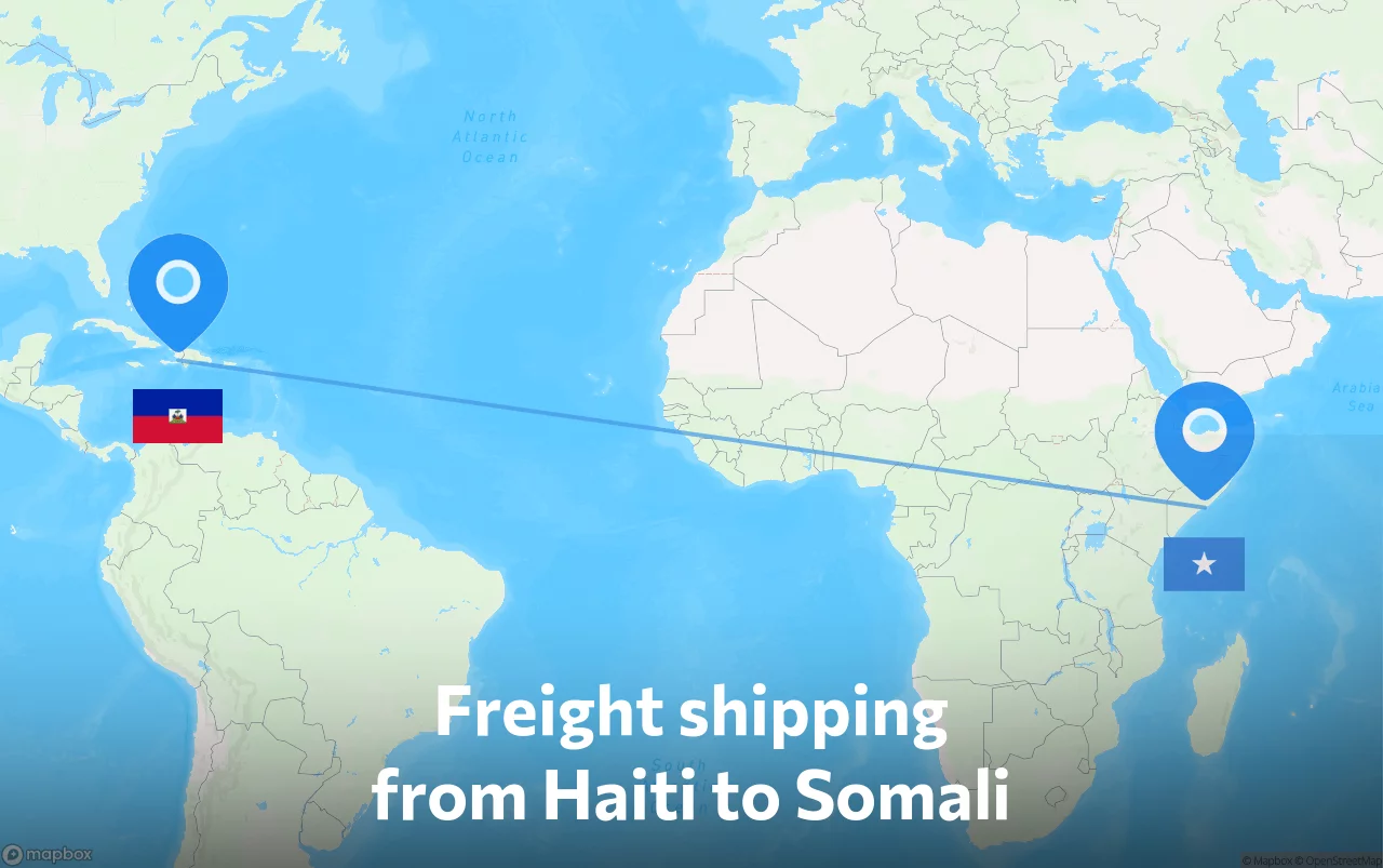 Shipping route from Haiti to Somali