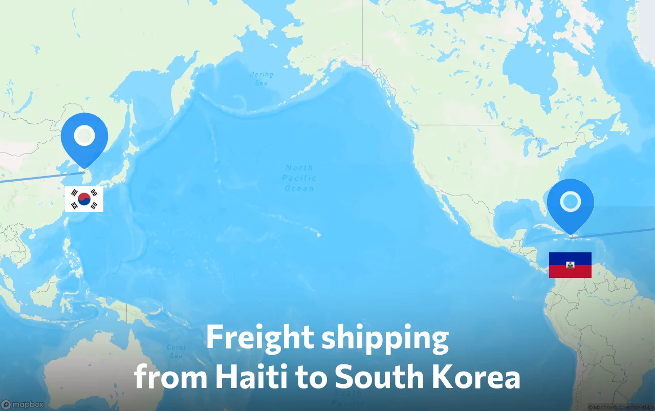 Shipping route from Haiti to South Korea