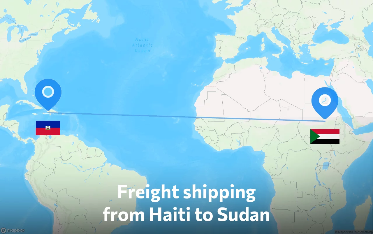 Shipping route from Haiti to Sudan