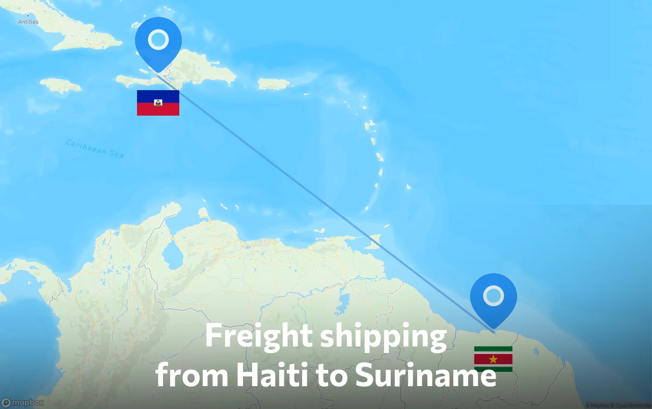 Shipping route from Haiti to Suriname